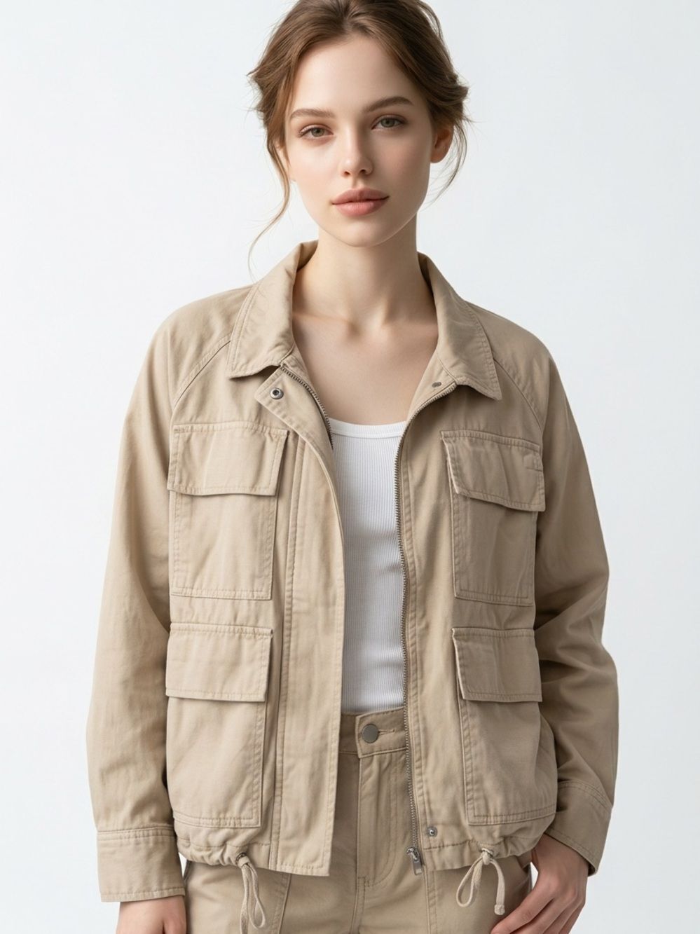 KENSIE | Tan Oversized Utility Jacket Women’s Size Medium